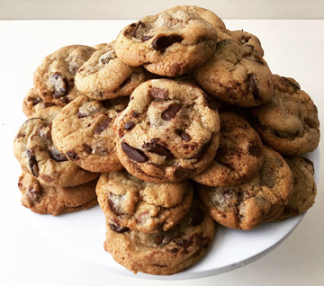 Classic chocolate chip cookies with milk and semi sweet chocolate chips