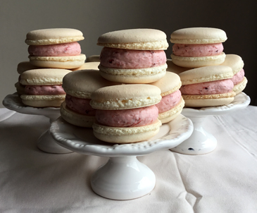 French macarons with strawberry buttercream filling
