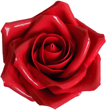 Medium handmade glossy bright red roses