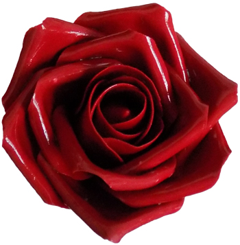 Large handmade glossy deep red roses